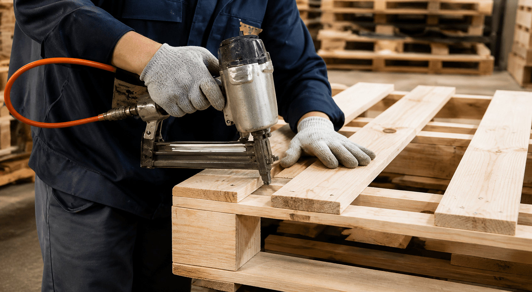 Nhân viên lắp ráp pallet